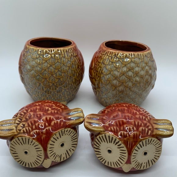 Meritage SWEET HOOT Salt and Pepper Set and Sugar Jars Set!  6 pieces!  OWLS! - Picture 3 of 13